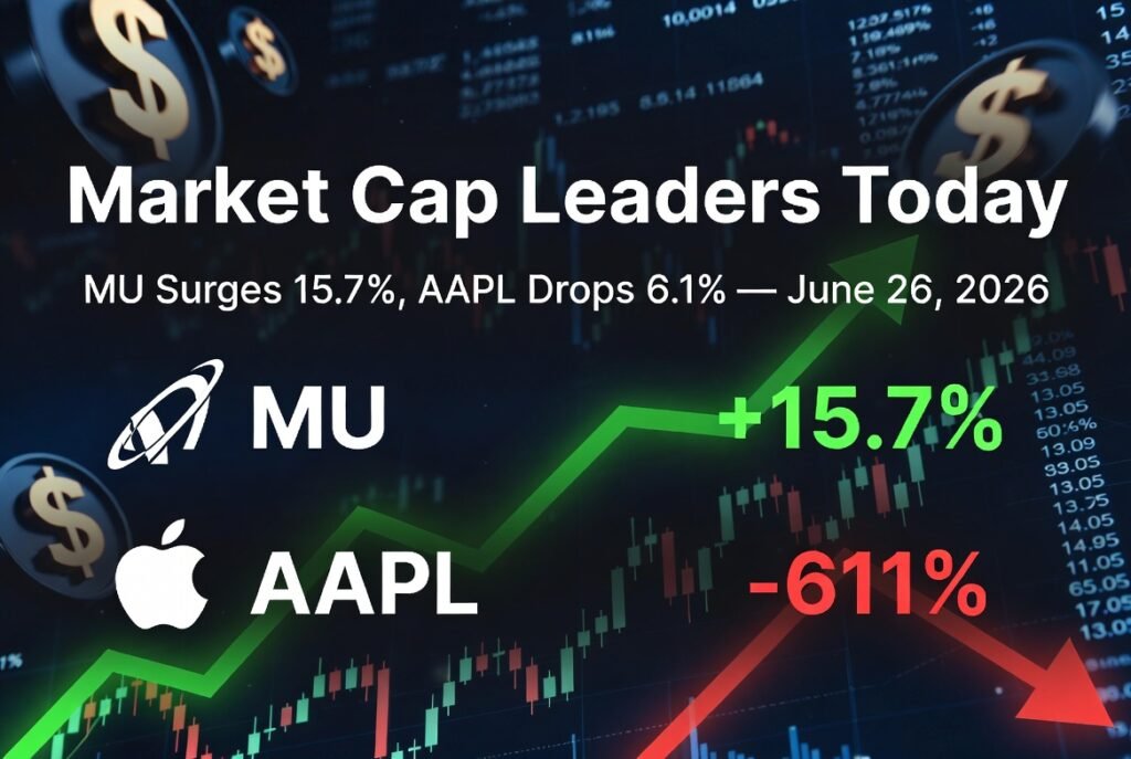 Market Cap Leaders Today: MU Surges 15.7%, AAPL Drops 6.1% — June 26, 2026