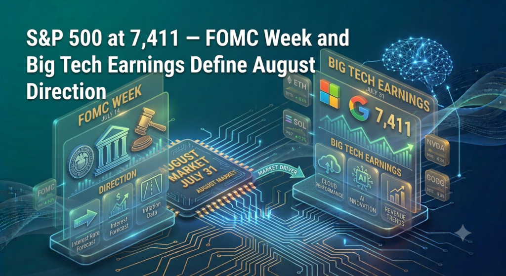 S&P 500 at 7,411 — FOMC Week and Big Tech Earnings Define August Direction
