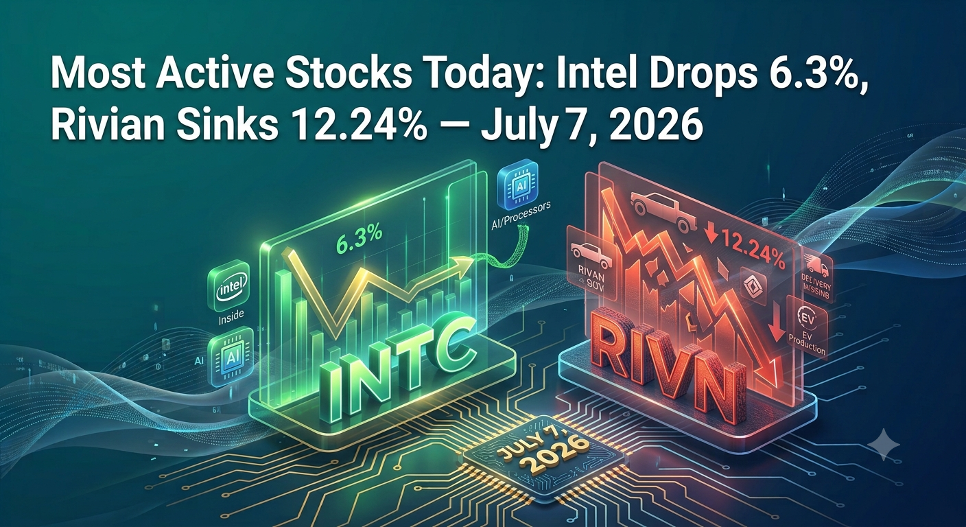 Most Active Stocks Today: Intel Drops 6.3%, Rivian Sinks 12.24% — July 7, 2026