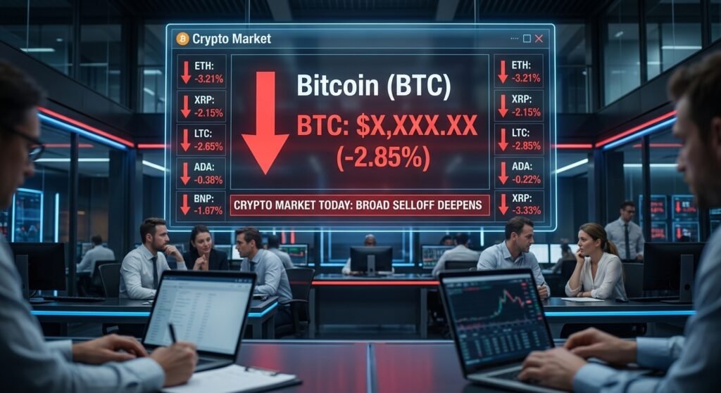 Crypto Market Today: Bitcoin Down 2.85% — Broad Selloff Deepens